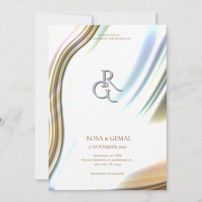 Golden Foil Texture Elegant Wedding Invitation (Front)