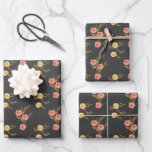 Golden Foliage and Flower Buds Wrapping Paper Sheets