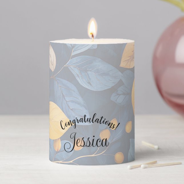 Golden Foliage Dreams Autumn Nature Beauty Pillar Candle (In Situ)