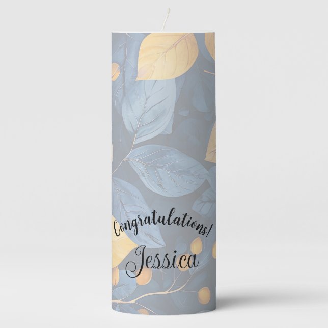 Golden Foliage Dreams Autumn Nature Beauty Pillar Candle (Front)