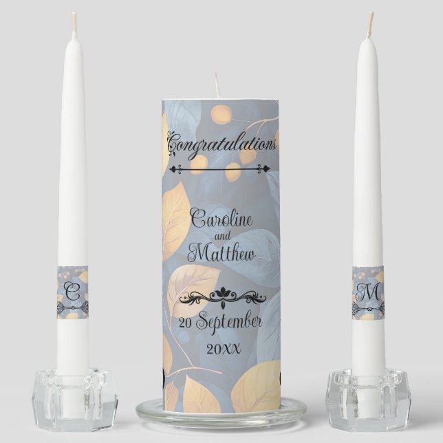 Golden Foliage Dreams Autumn Nature Beauty Unity Candle Set (Front)