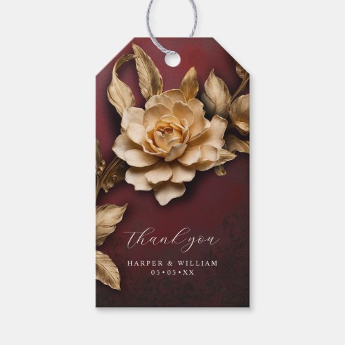 Golden foliage ornated thank you  gift tags