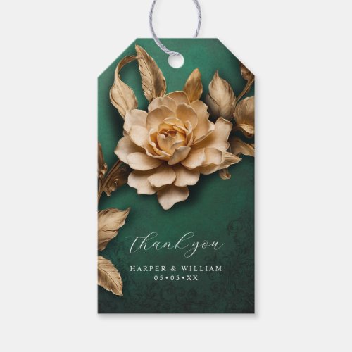 Golden foliage ornated thank you  gift tags