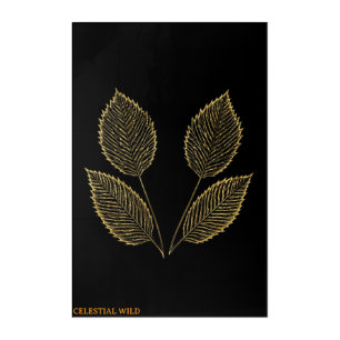 Golden Foliage Quartet Acrylic Wall Art