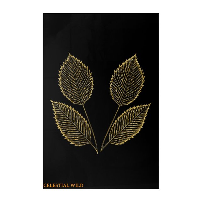 Golden Foliage Quartet Acrylic Wall Art (Front)