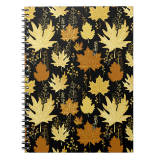 Golden foliage, vintage seamless pattern. notebook