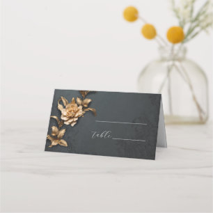 Golden foliage vintage wedding place card
