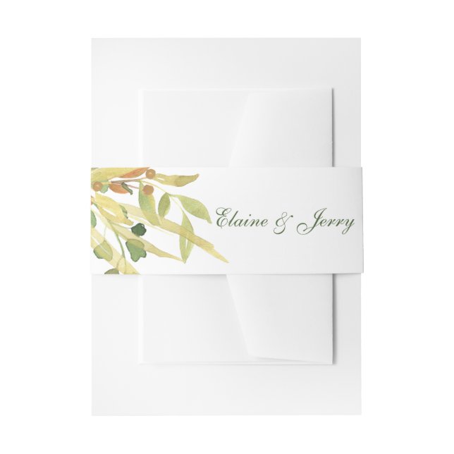 Golden Foliage Wedding Invitation Belly Band (Front Example)