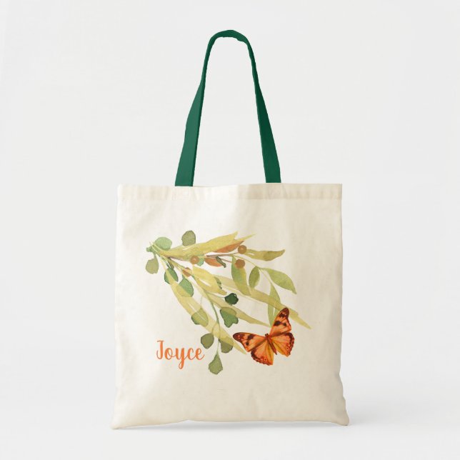 Golden Foliage with an Orange Butterfly Tote Bag (Front)