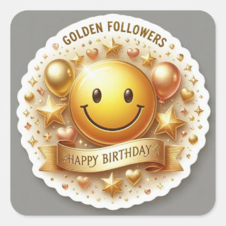 Golden Followers Birthday Square Sticker