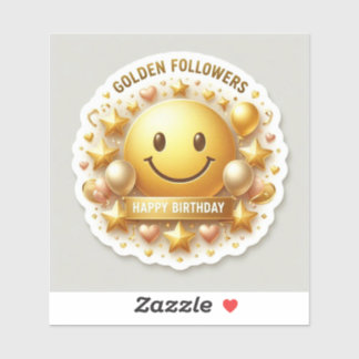 Golden Followers Birthday Sticker