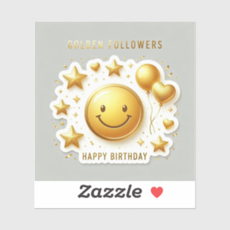 Golden Followers Birthday Sticker