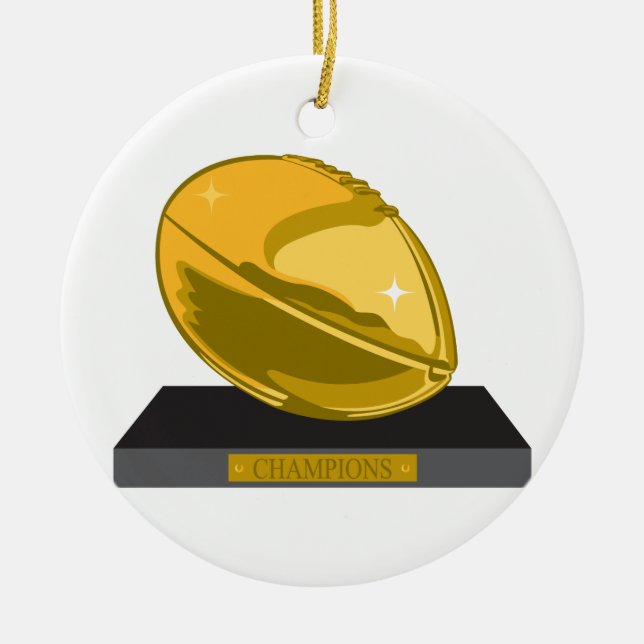 golden football champions ceramic ornament (Front)
