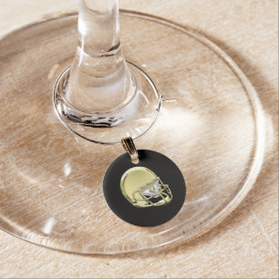 Golden Football Helmet Wine Charm