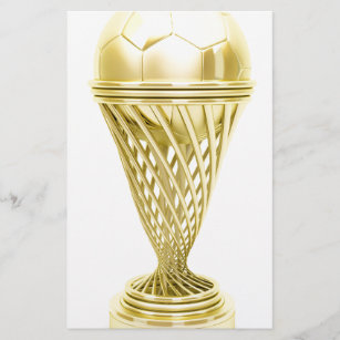 Golden football trophy cup