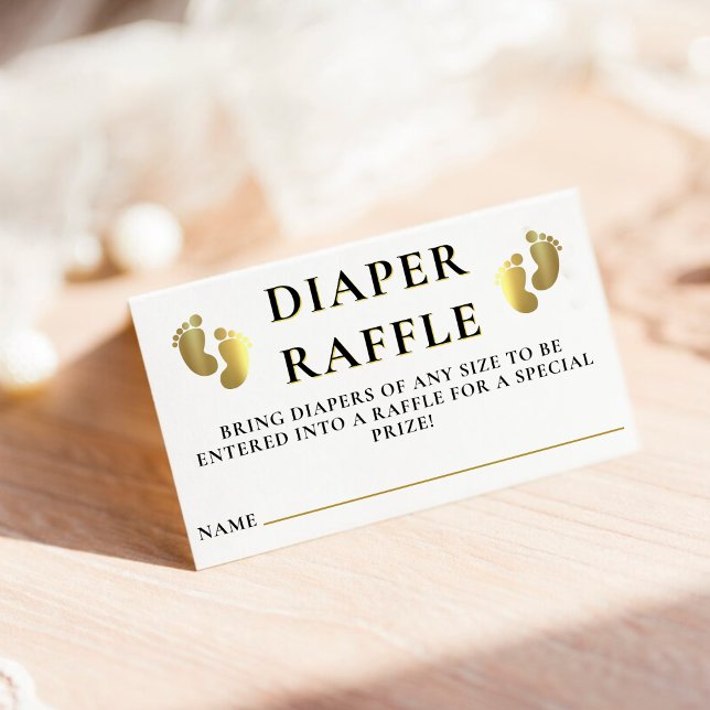 Golden Footprint Diaper Raffle Baby Shower Enclosure Card (Golden Footprint Diaper Raffle Baby Shower Enclosure Card)