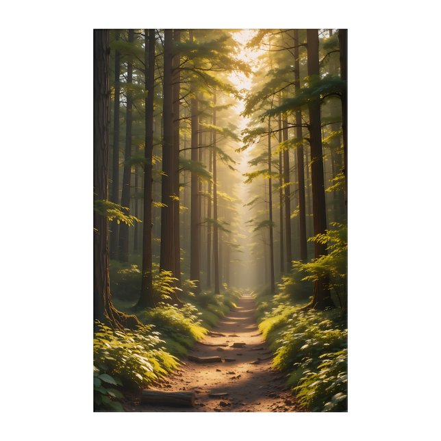 Golden Forest Path Acrylic Print (Front)