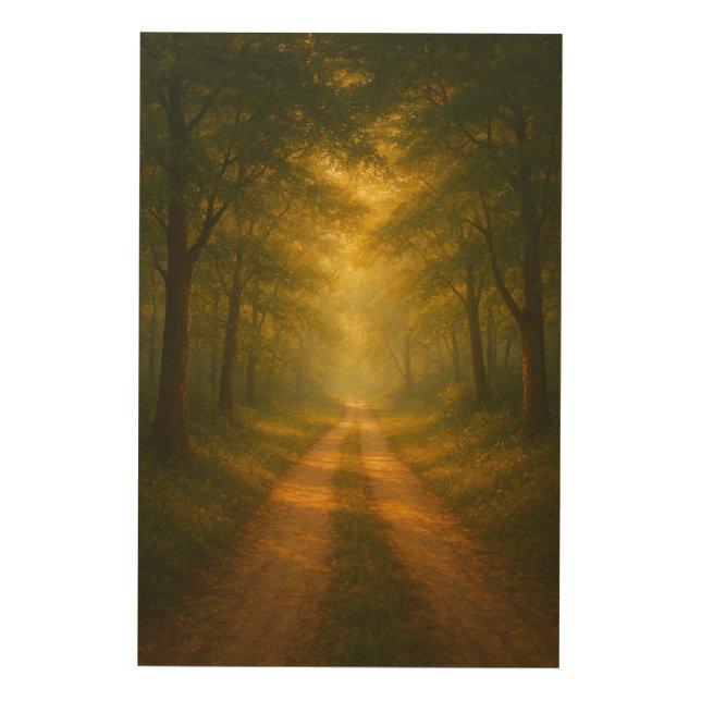 Golden Forest Path – Peaceful Nature Wall Art (Front)