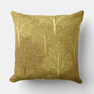 Golden Forest  Throw Pillow