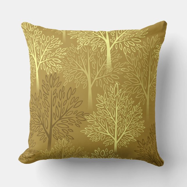 Golden Forest  Throw Pillow (Front)