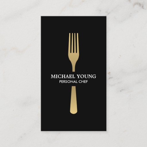 Customizable GOLDEN FORK Chef, Catering, Restaurant Business Card