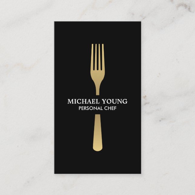 GOLDEN FORK Chef, Catering, Restaurant Business Card (Front)