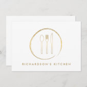 GOLDEN FORK SPOON KNIFE SKETCH LOGO for Catering (Front/Back)