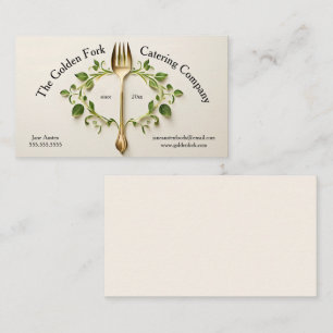 Golden Fork with Vines Catering Food Service Business Card