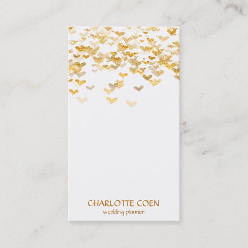 Golden Foul Hearts Confetti White Glam  Glam Business Card