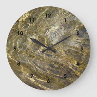 Golden Fountain Water Large Clock
