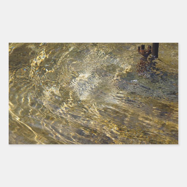 Golden Fountain Water Rectangular Sticker (Front)