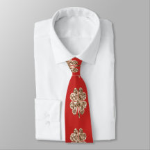 Golden Four Leaf Clover Festive Red and Gold Chic