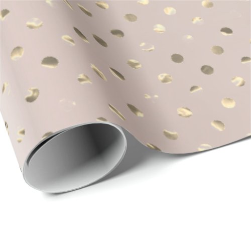 Golden Foxier Confetti Dots Metallic Pearly Blush Wrapping Paper