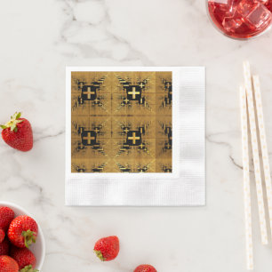 Golden Fractal Crosses  Napkins