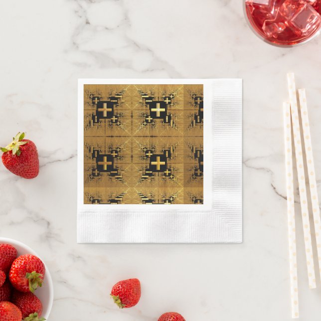 Golden Fractal Crosses  Napkins (Insitu)