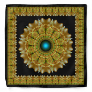 Golden fractal framed ornament mandala bandana