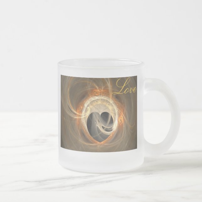 Golden Fractal Heart with Love Mug (Right)