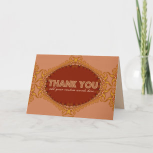Golden Fractal Lace Custom Thank You Card