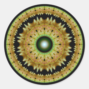 Golden fractal round mandala classic round sticker