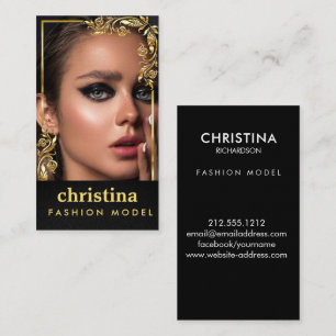 Golden frame actor model singer dancer photo business card