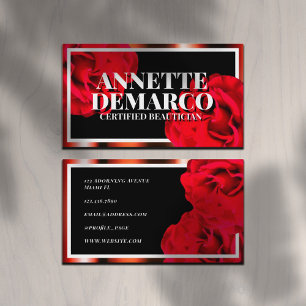 Golden frame and roses floral business card