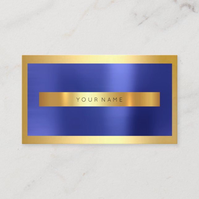 Golden Frame Cobalt Metallic Indigo Blue Minimal Business Card (Front)
