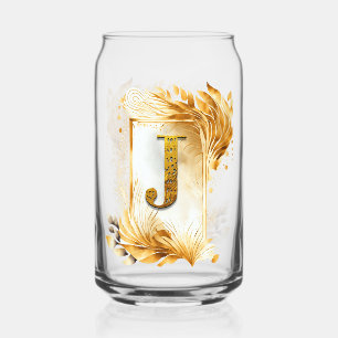 Golden Frame Decorative Monogram J Can Glass