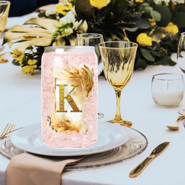 Golden Frame Decorative Monogram K Can Glass (Creator Uploaded)