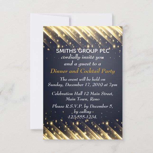 Golden Frame Elegant Business Dinner Invitation (Front)