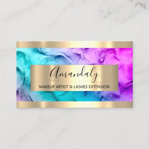  Golden Frame Event Planner Abstract Blue Pink  Business Card