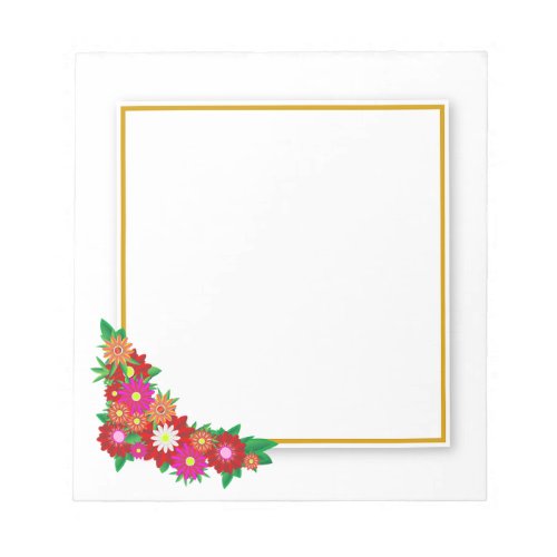 Golden Frame  Floral Notepad