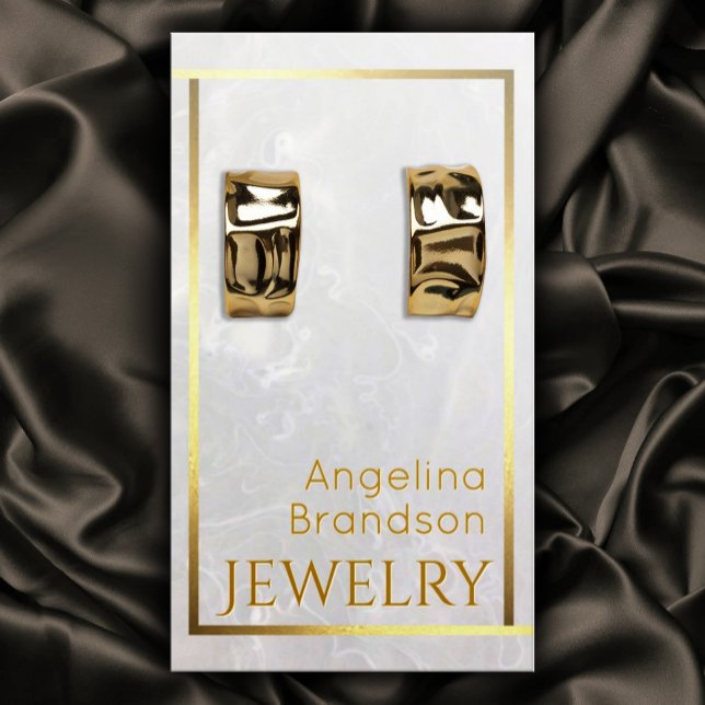 Golden Frame Marble Stone Earring Display Business Card (Perfect for business)