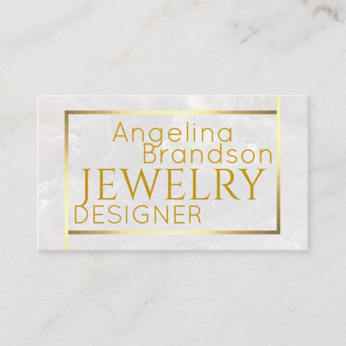Golden Frame Marble Stone Jewelry Designer Card