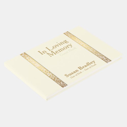 Golden Frame Memorial Service Guest Book Choose C